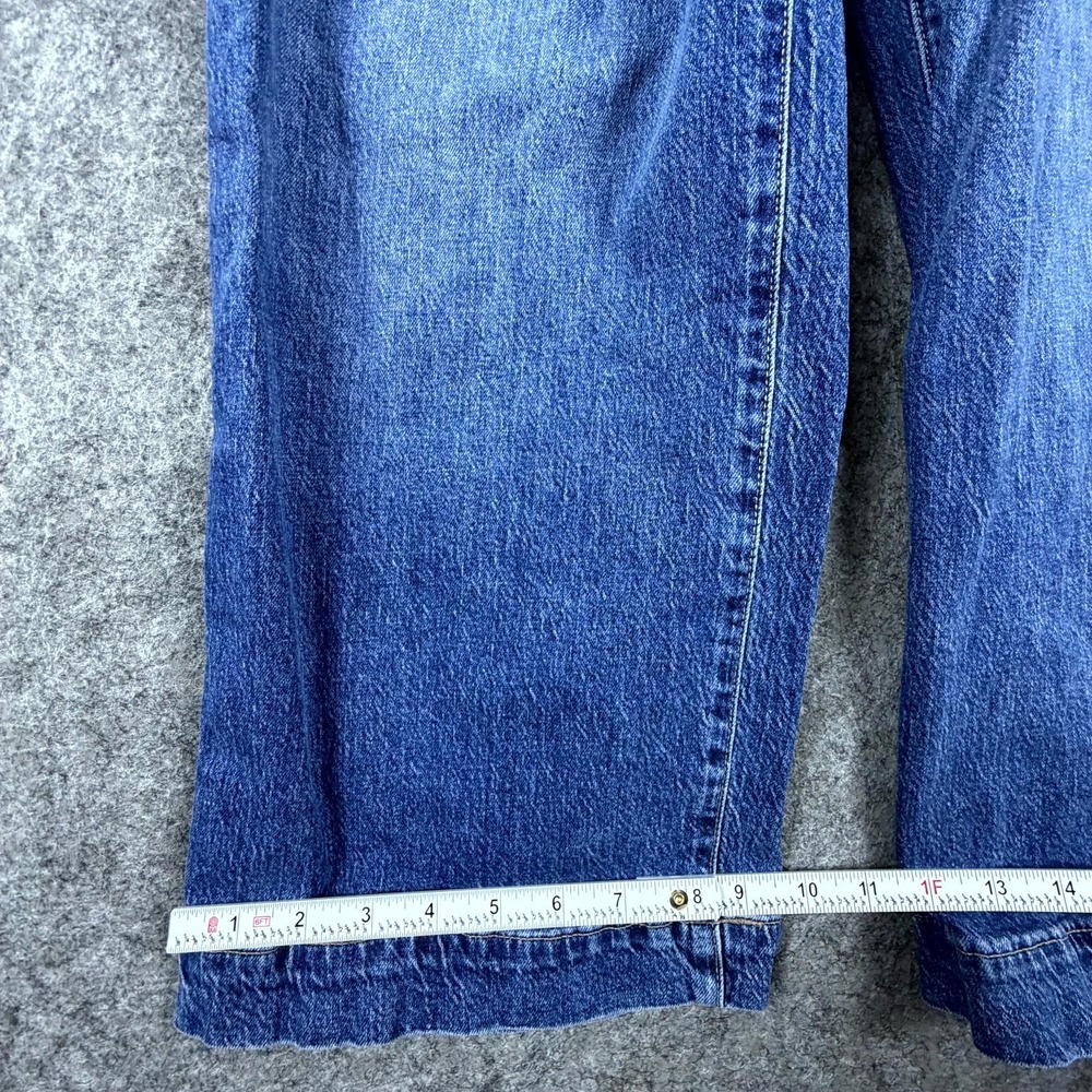 J Crew Wide Crop Jeans Womens 30P Blue Whiskered Denim Cotton Stretch High Rise - Picture 8 of 8